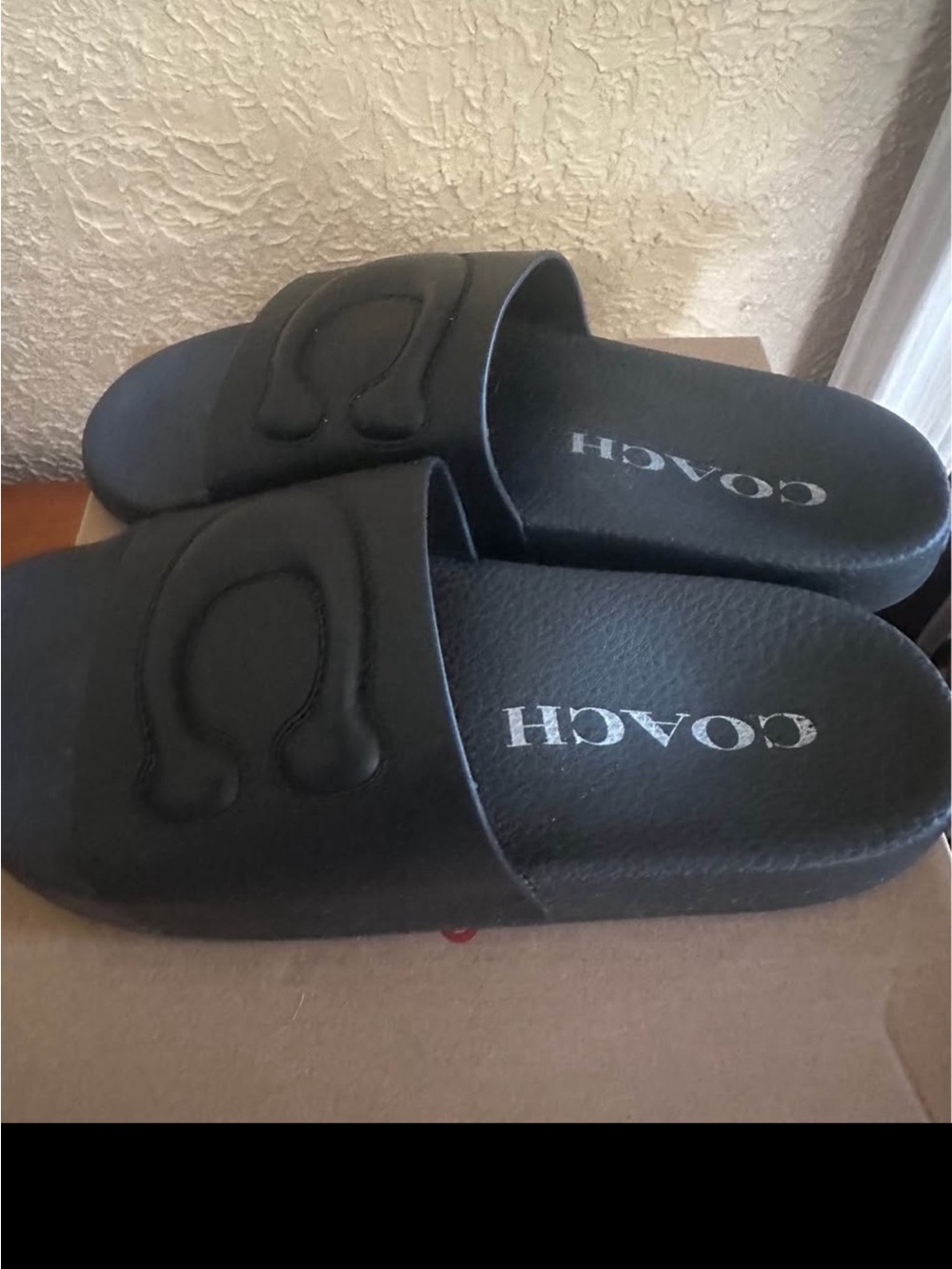 Coach Black Logo Slide Sandals